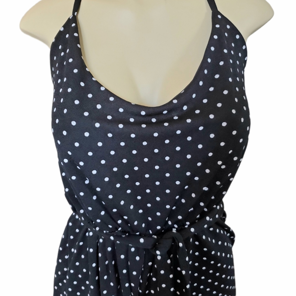 Plus Size Spaghetti Strap Romper Jumpsuit Black & White Polka Dot Size 1X - Picture 3 of 5